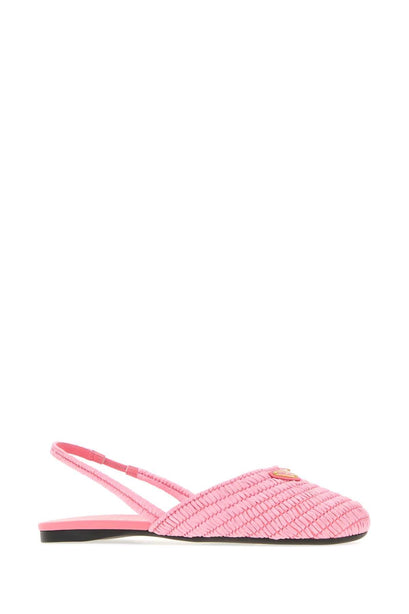 Pink Raffia Ballerinas