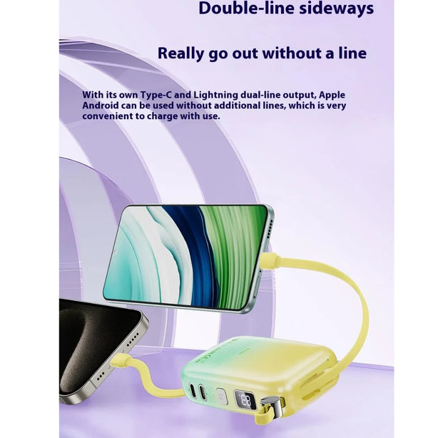 WIWU Monaco 10000mAh Power Bank with Built-in Cable, CCC Certified