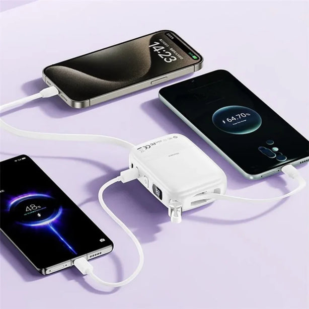 WIWU Monaco 10000mAh Power Bank with Built-in Cable, CCC Certified