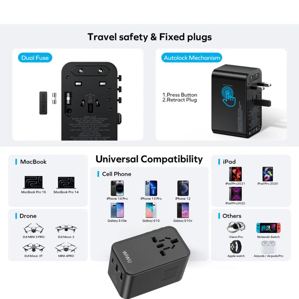 WiWU UA004 Universal Travel Adapter(PD 70W)