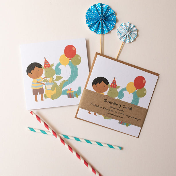 Age 2 Birthday Boy Greeting Card