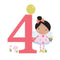 Age 4 Birthday Girl Greeting Card