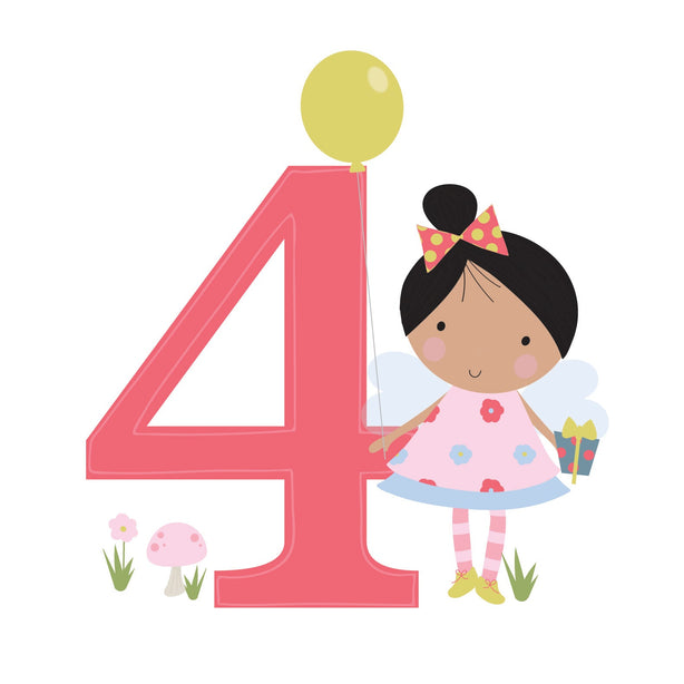 Age 4 Birthday Girl Greeting Card