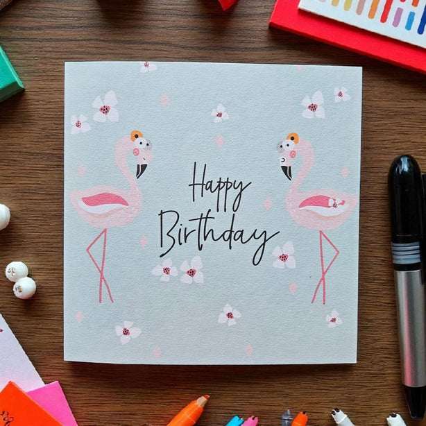 Two Pink Flamingoes Greeting Card