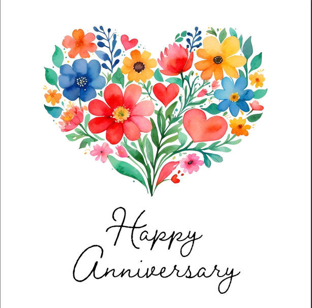 Happy Anniversary Flower Heart Greeting card