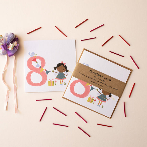 Age 8 Birthday Girl Greeting Card
