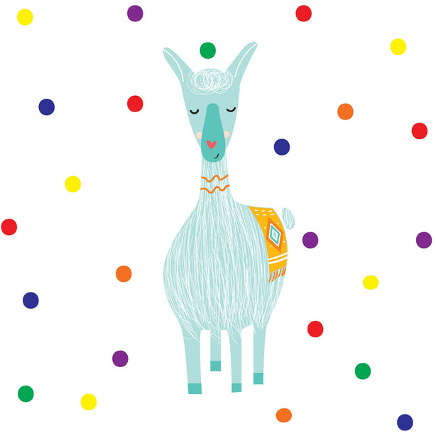 Blue Llama With Dots Greeting Card