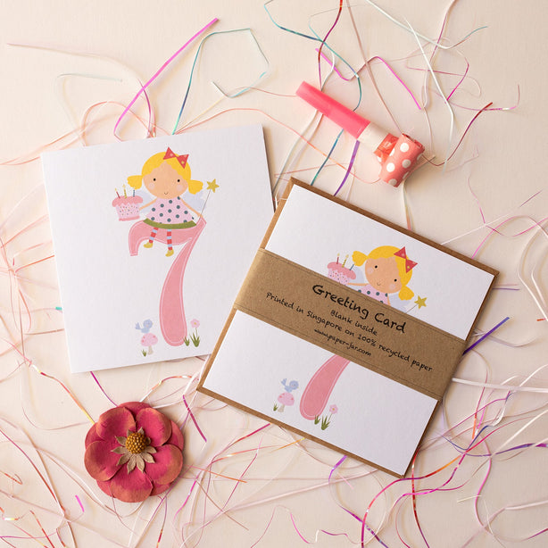 Age 7 Birthday Girl Greeting Card