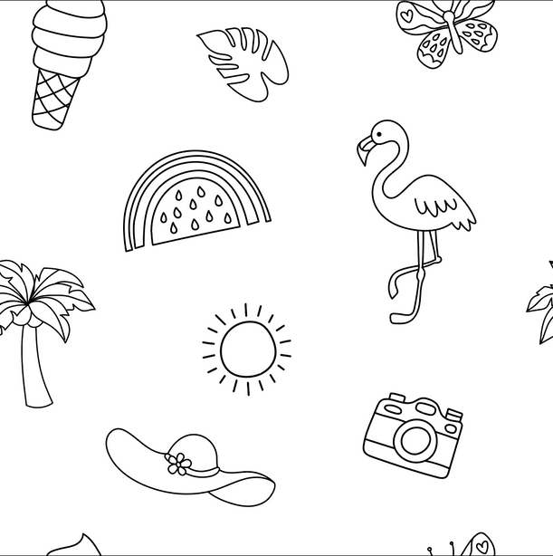 Tropical Flamingo - Girls - Age 9-10 Years Colour-in Pyjamas