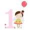 Age 1 Birthday Girl Greeting Card