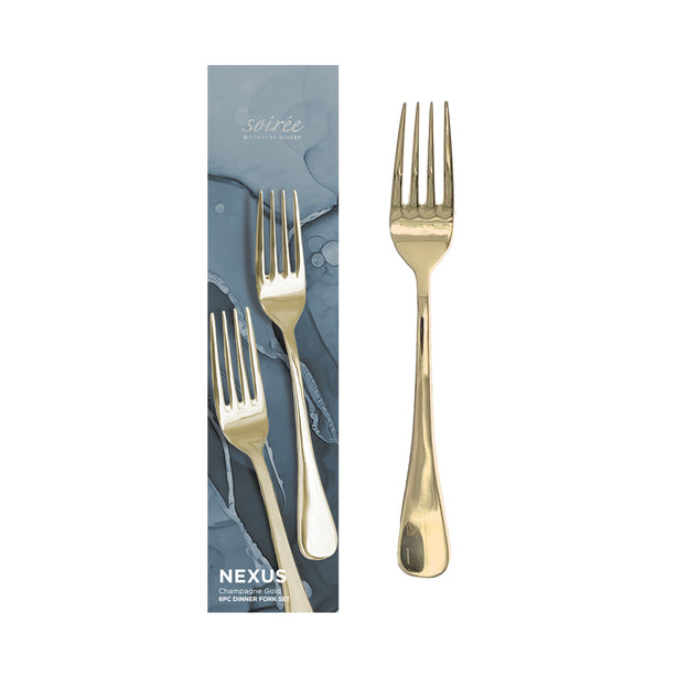 Soiree Nexus 6 Piece Cutlery Set in Gift Box, Champagne Gold