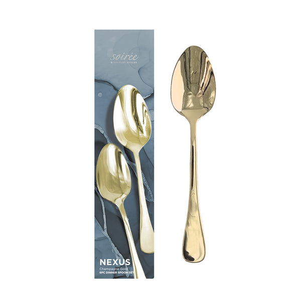 Soiree Nexus 6 Piece Cutlery Set in Gift Box, Champagne Gold