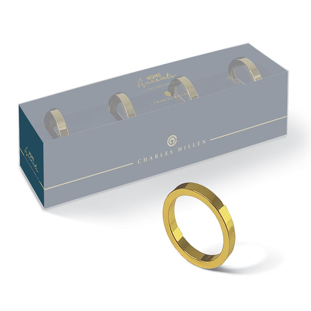Charles Millen Signature Home Accents Collection Napkin Ring 4 Piece Set, Riche