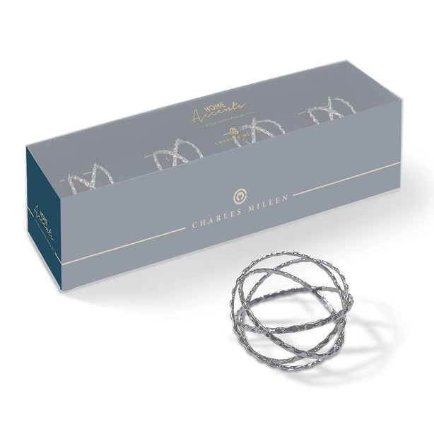 Charles Millen Signature Home Accents Collection Napkin Ring 4 Piece Set, Galaxy