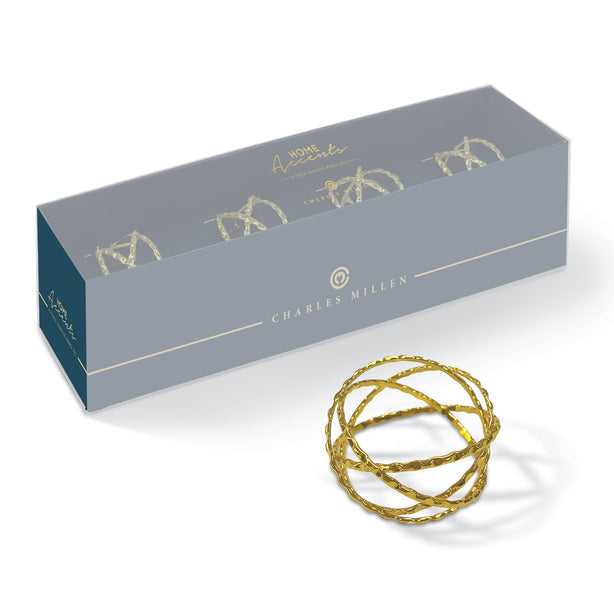 Charles Millen Signature Home Accents Collection Napkin Ring 4 Piece Set, Galaxy