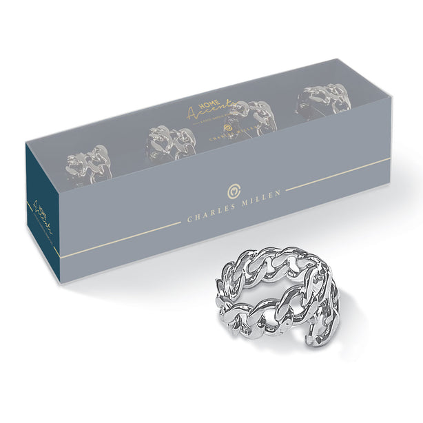 Charles Millen Signature Home Accents Collection Napkin Ring 4 Piece Set, Figaro