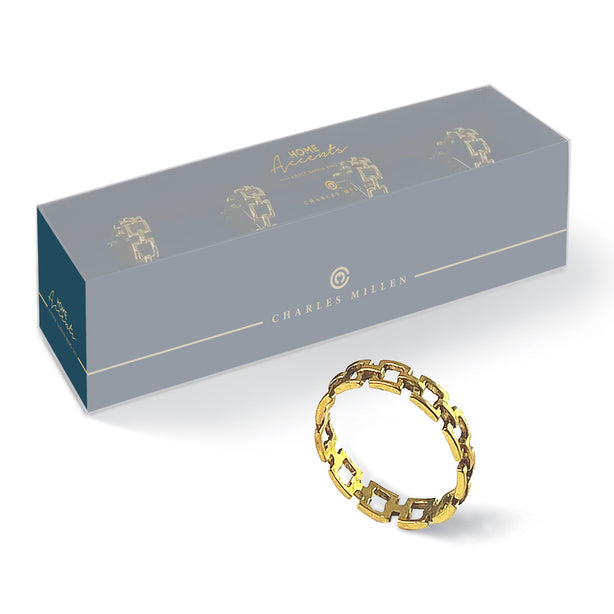 Charles Millen Signature Home Accents Collection Napkin Ring 4 Piece Set, Belcher