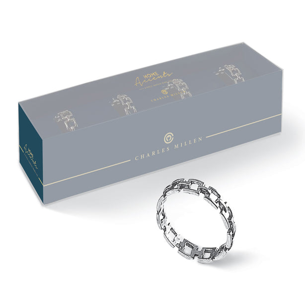 Charles Millen Signature Home Accents Collection Napkin Ring 4 Piece Set, Belcher