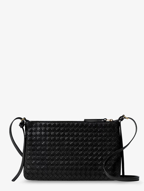Bottega Veneta Pochette Intrecciato Piccolo medium with shoulder strap - Black-Brass Vibrato
