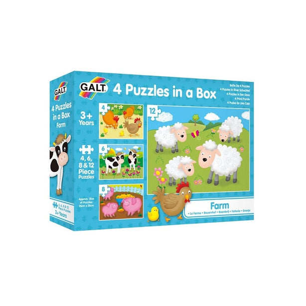 Galt 4 Puzzles In A Box (Farm / Vehicles / Dinosaurs / Jungle / Woodland / Animals / Ocean)