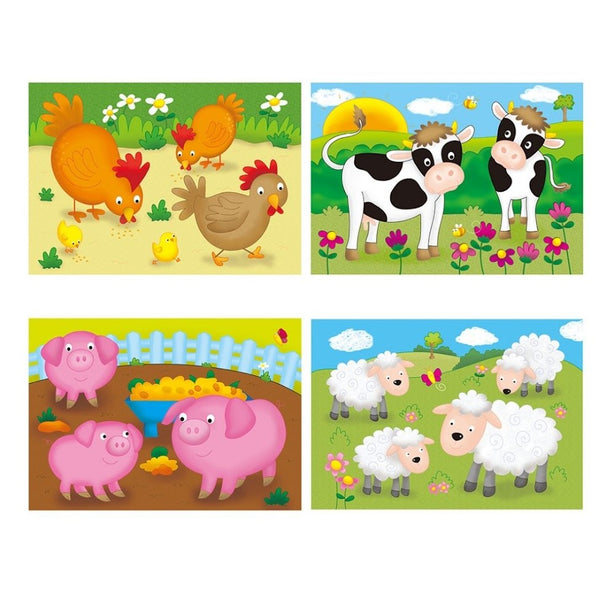 Galt 4 Puzzles In A Box (Farm / Vehicles / Dinosaurs / Jungle / Woodland / Animals / Ocean)