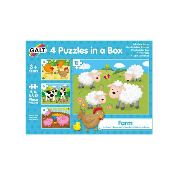 Galt 4 Puzzles In A Box (Farm / Vehicles / Dinosaurs / Jungle / Woodland / Animals / Ocean)