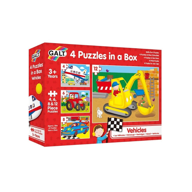 Galt 4 Puzzles In A Box (Farm / Vehicles / Dinosaurs / Jungle / Woodland / Animals / Ocean)