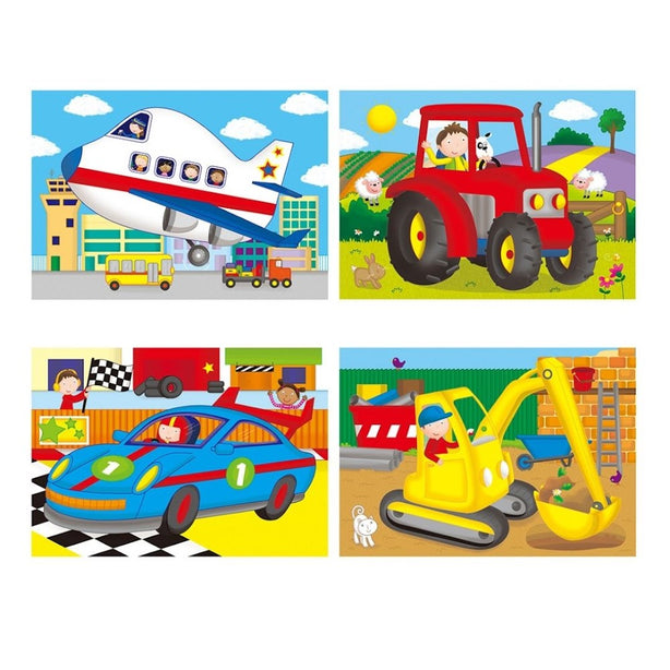 Galt 4 Puzzles In A Box (Farm / Vehicles / Dinosaurs / Jungle / Woodland / Animals / Ocean)