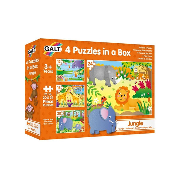 Galt 4 Puzzles In A Box (Farm / Vehicles / Dinosaurs / Jungle / Woodland / Animals / Ocean)