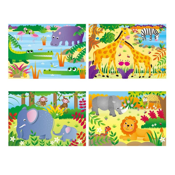 Galt 4 Puzzles In A Box (Farm / Vehicles / Dinosaurs / Jungle / Woodland / Animals / Ocean)