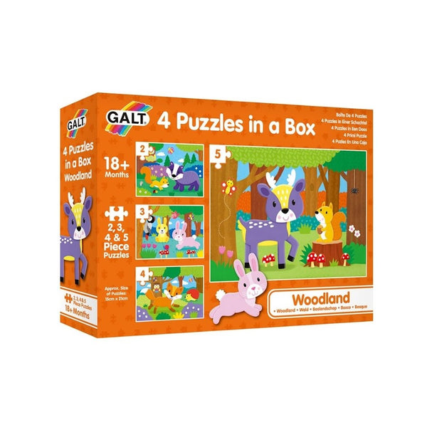 Galt 4 Puzzles In A Box (Farm / Vehicles / Dinosaurs / Jungle / Woodland / Animals / Ocean)