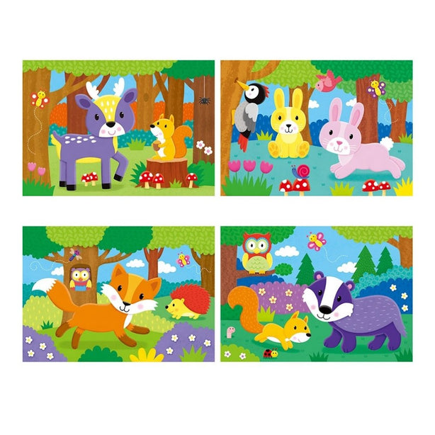 Galt 4 Puzzles In A Box (Farm / Vehicles / Dinosaurs / Jungle / Woodland / Animals / Ocean)
