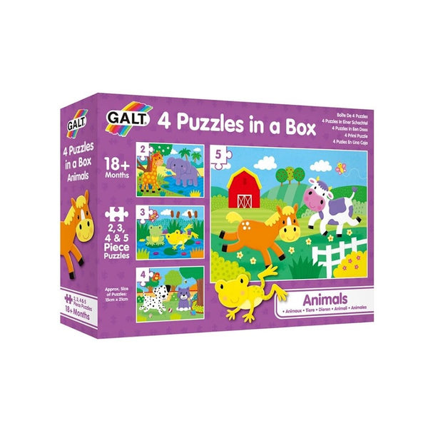Galt 4 Puzzles In A Box (Farm / Vehicles / Dinosaurs / Jungle / Woodland / Animals / Ocean)