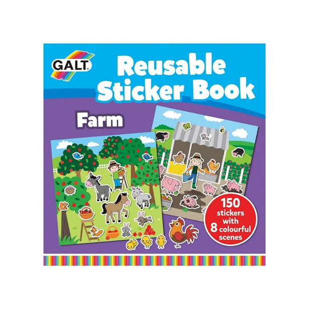 Galt Reusable Sticker Books (Animals / Dinosaurs / Farm / Vehicles / Maps / Sports)