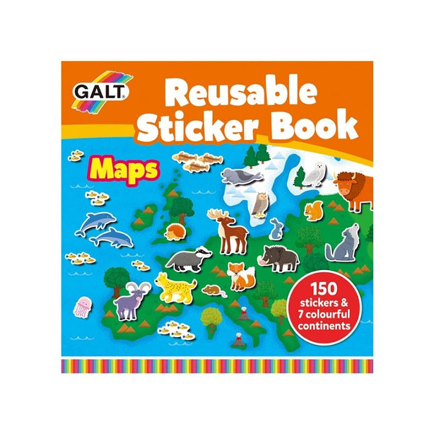 Galt Reusable Sticker Books (Animals / Dinosaurs / Farm / Vehicles / Maps / Sports)