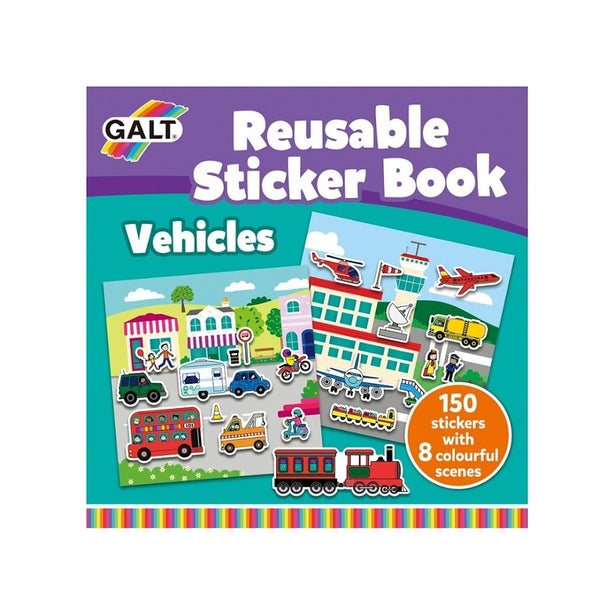 Galt Reusable Sticker Books (Animals / Dinosaurs / Farm / Vehicles / Maps / Sports)