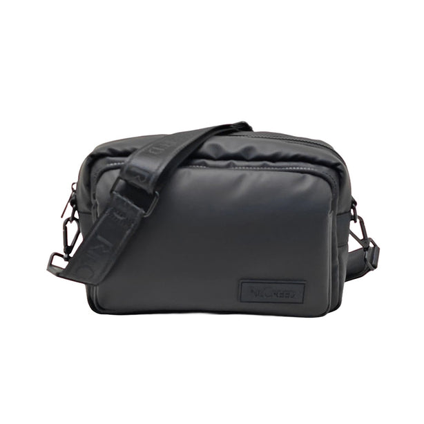 Ril Creed Rubberised Crossbody Bag Black with Front Zip Pocket