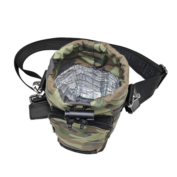 Ril Creed Polyester Bottle Holder Camo with shoulder strap and front zip pocket
