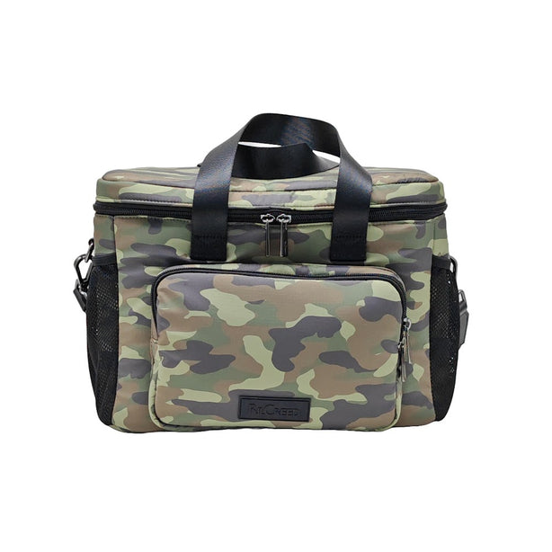 Ril Creed Polyester XL Picnic Cooler Bag Camo with front zip pocket and 2 side mesh pockets