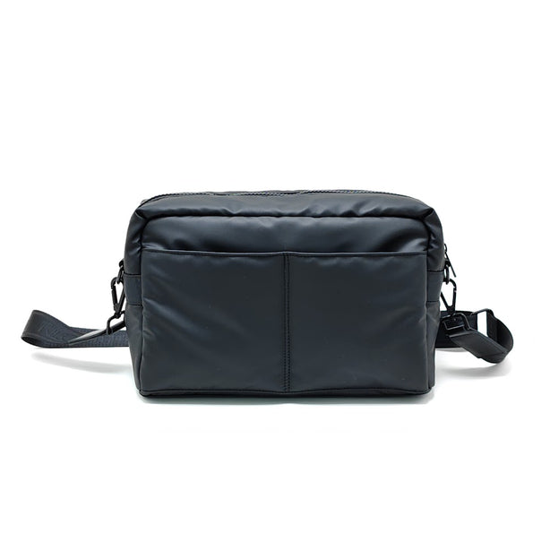 Ril Creed Rubberised Crossbody Bag Black with 3 Front Zip Pockets