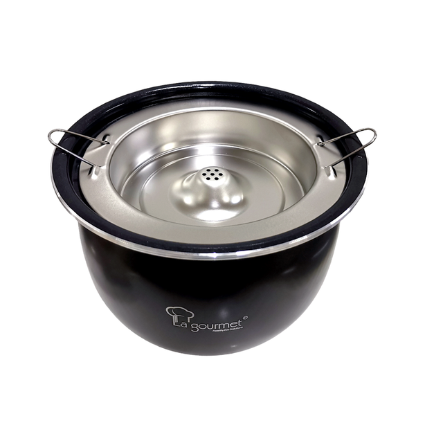 La Gourmet 2L Healthy Rice Cooker (Coal Black) + Shogun Flame 12cm mini saucepan