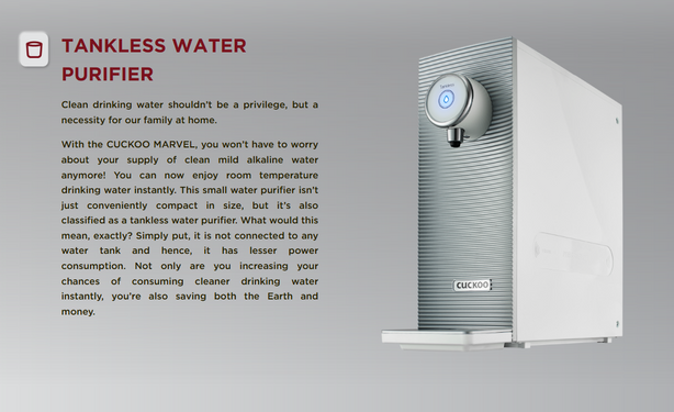 Marvel Water Purifier Tankless (Free 1-Year Servicing CCSP & Installation)
