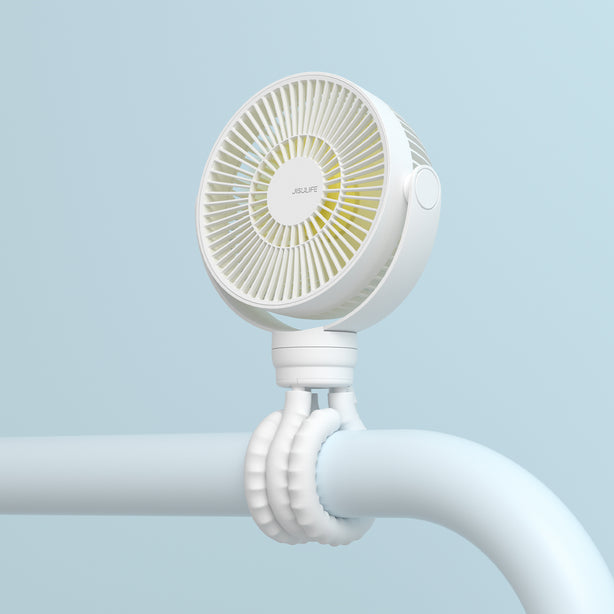 JISULIFE BabyFan LIFE1 Octopus Fan 4000mAh Portable Clip Fan 4-Speed Soft Blades Type-C Washable Cover – White