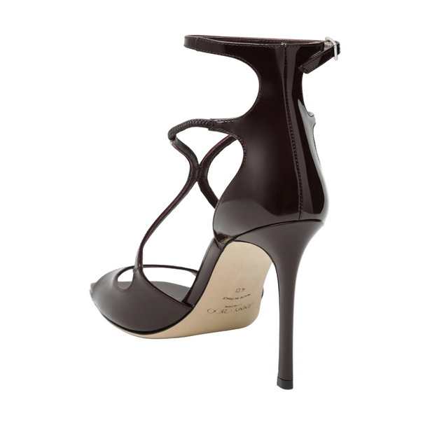 Azia Sandals In Deep Red Patent Leather