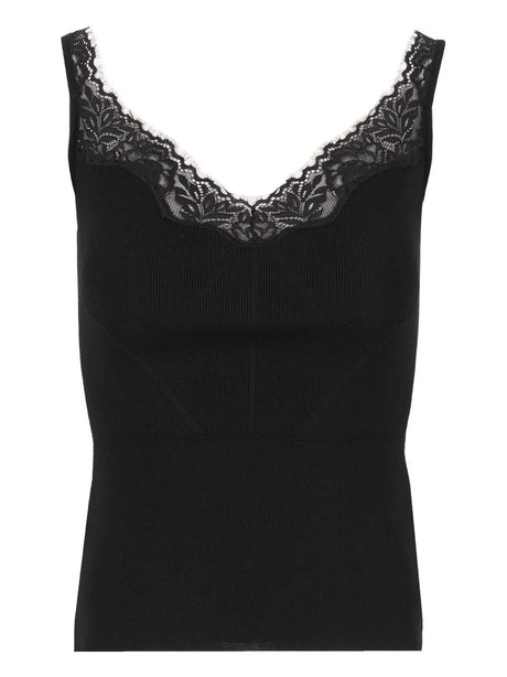 Self-Portrait Sleeveless Knit Top - Black