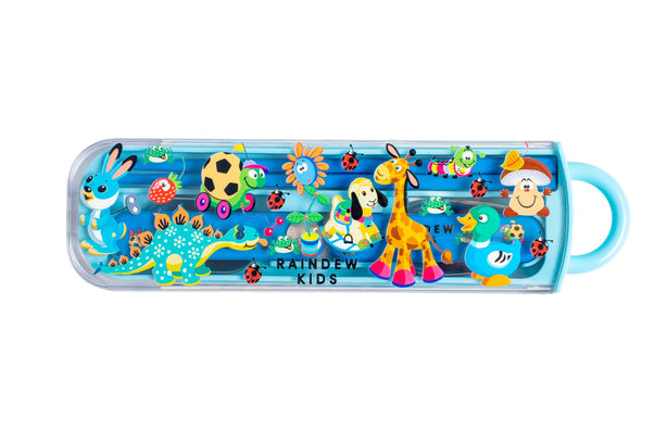 Raindew Kids Animal Lover Cutlery Set .The Set Includes Foldable Fork, Spoon and a Pair of Chopstick.