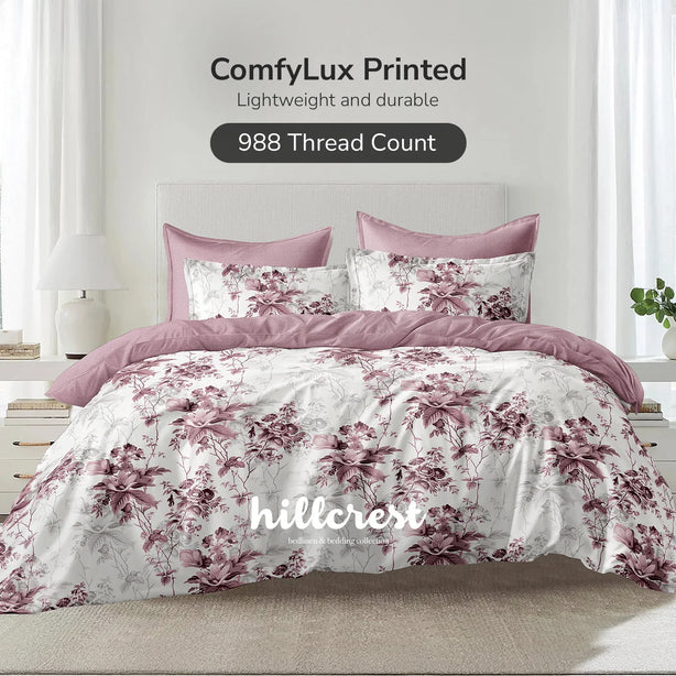Hillcrest I 988TC ComfyLux I Printed Bedding Collection I Fitted Sheet Set & Summer Blanket - Blossora