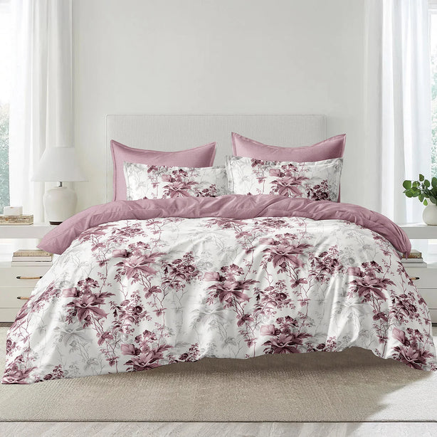 Hillcrest I 988TC ComfyLux I Printed Bedding Collection I Fitted Sheet Set & Summer Blanket - Blossora