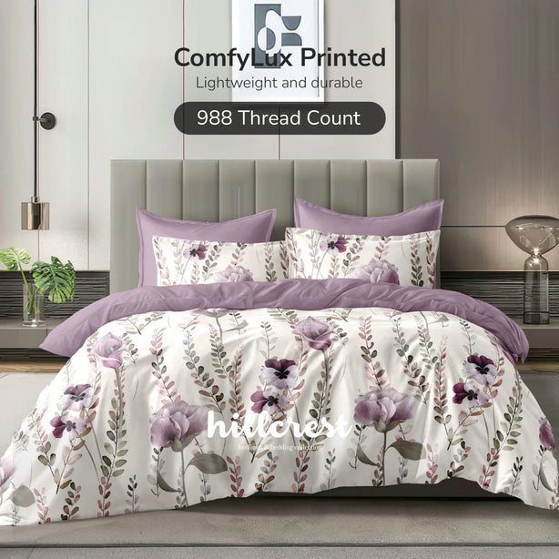 Hillcrest I 988TC ComfyLux I Printed Bedding Collection I Fitted Sheet Set & Summer Blanket - Viorelle