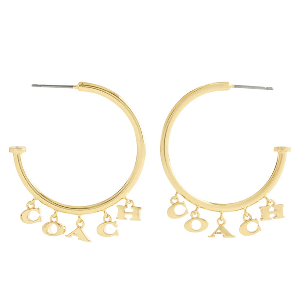 Coach Charms Hoop Earrings - Gold CCU64